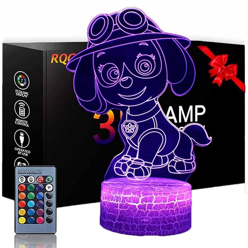 Lampka nocna 3D LED z motywem Psi Patrol – bezpieczne i kolorowe oświetlenie dla dzieci. Idealna dekoracja i prezent dla fanów bajki PAW Patrol.