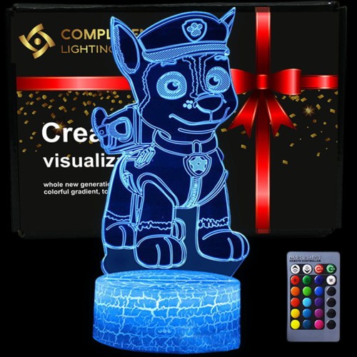 Kolorowa lampka nocna 3D PAW Patrol z pilotem – bezpieczna i dekoracyjna.