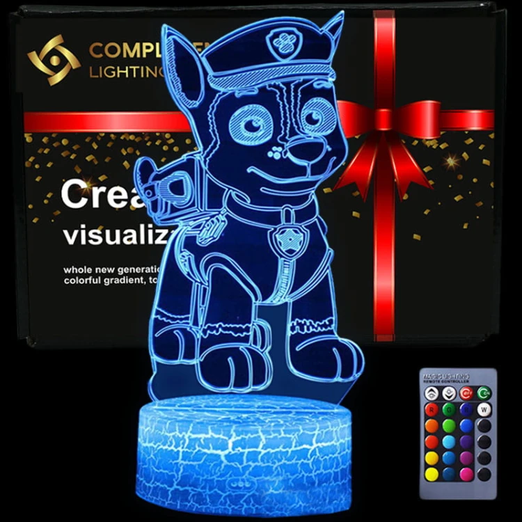 Kolorowa lampka nocna 3D PAW Patrol z pilotem – bezpieczna i dekoracyjna.
