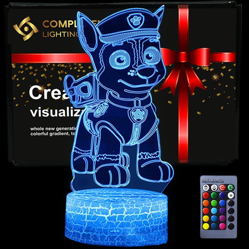Kolorowa lampka nocna 3D PAW Patrol z pilotem – bezpieczna i dekoracyjna.