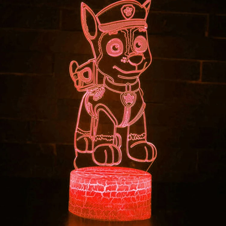 Personal 3D Lamp z motywem Psi Patrol – delikatne światło, 16 kolorów LED.