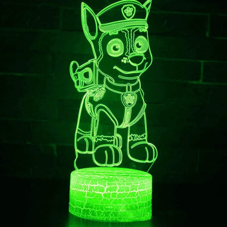 Lampka nocna 3D LED dla dzieci – Psi Patrol, bezpieczna i stylowa dekoracja.