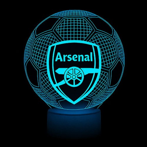 Nowoczesna lampka LED 3D Arsenal FC. Efekt piłki w 16 kolorach, pilot i zasilanie USB. Idealna dekoracja pokoju fana.