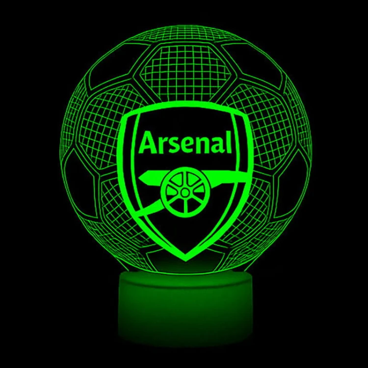 Lampka nocna 3D LED z motywem Arsenal FC. Stylowa piłka z podświetleniem i pilotem – świetny prezent dla kibica.