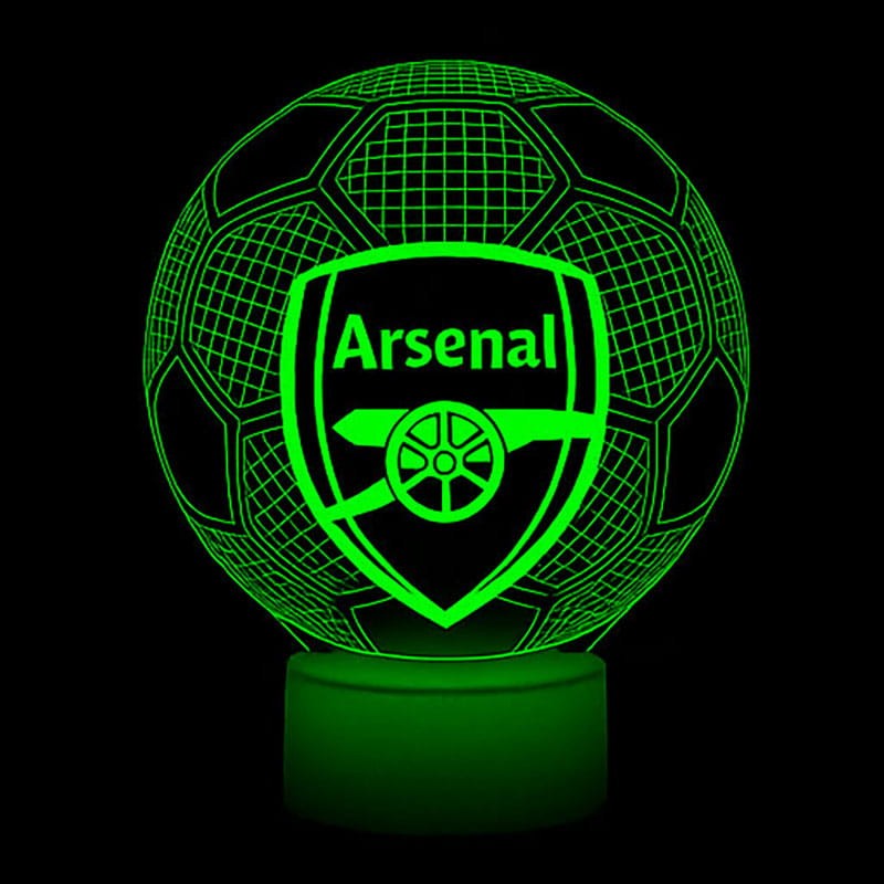 Lampka nocna 3D LED z motywem Arsenal FC. Stylowa piłka z podświetleniem i pilotem – świetny prezent dla kibica.