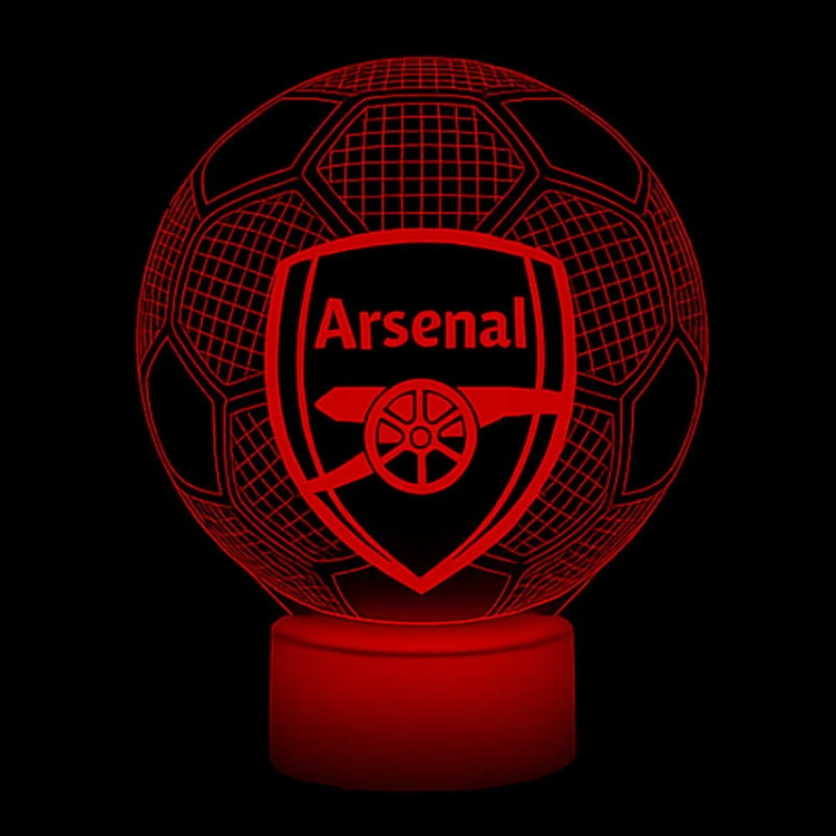 Lampa 3D LED Arsenal FC – piłka nożna z efektem przestrzennym. Energooszczędna, kolorowa i efektowna.