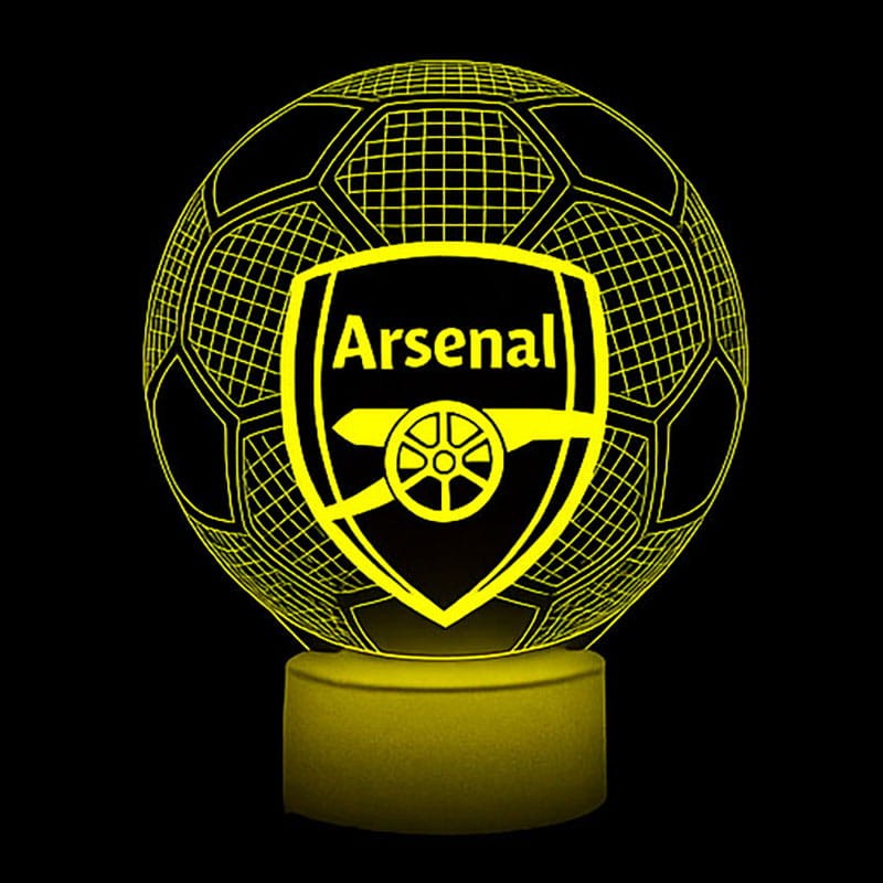Personal 3D Lamp Arsenal – kolorowa lampka LED z motywem piłki nożnej. 16 kolorów, USB, pilot.