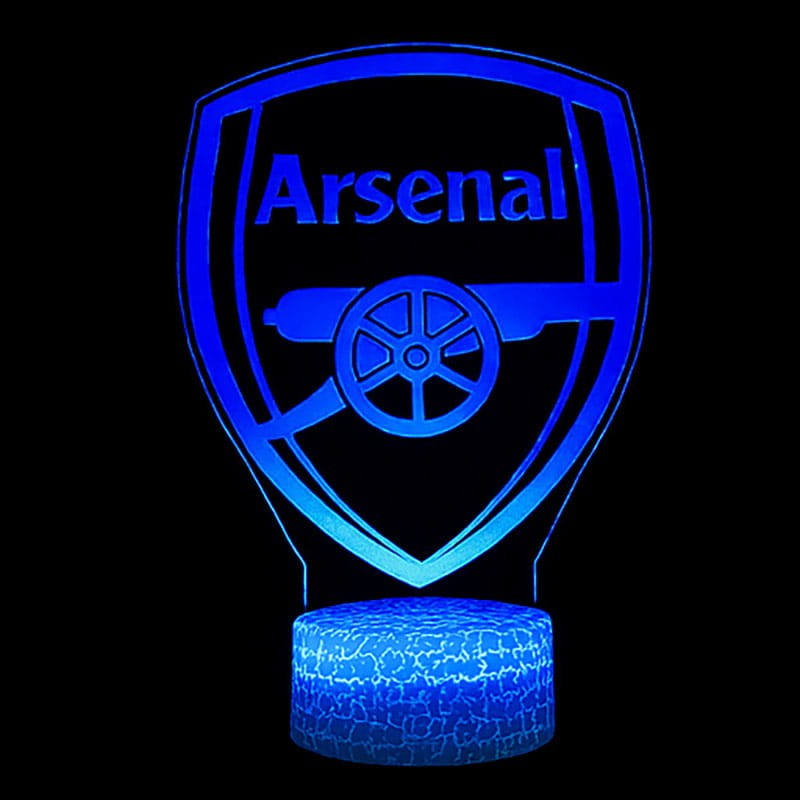 Lampka 3D LED Arsenal FC, akrylowa płyta z grawerem piłki nożnej, zasilanie USB.