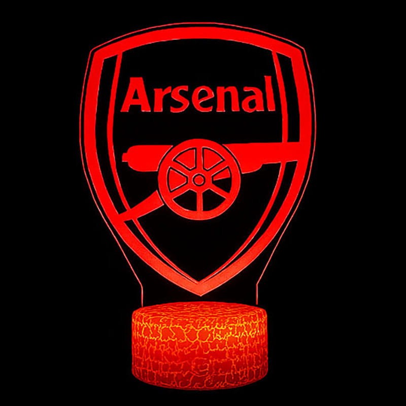 Lampka 3D LED z motywem klubu Arsenal FC, bezpieczne oświetlenie LED, elegancka podstawa.