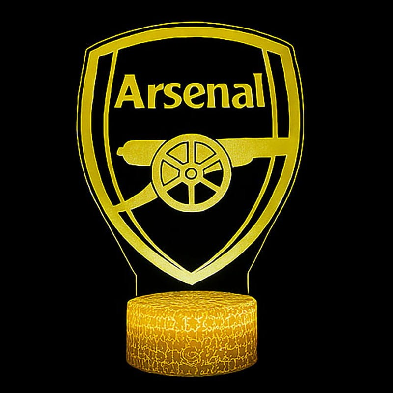 Akrylowa lampka nocna 3D LED Arsenal FC, kolorowa iluminacja, idealna dla kibiców piłki nożnej.