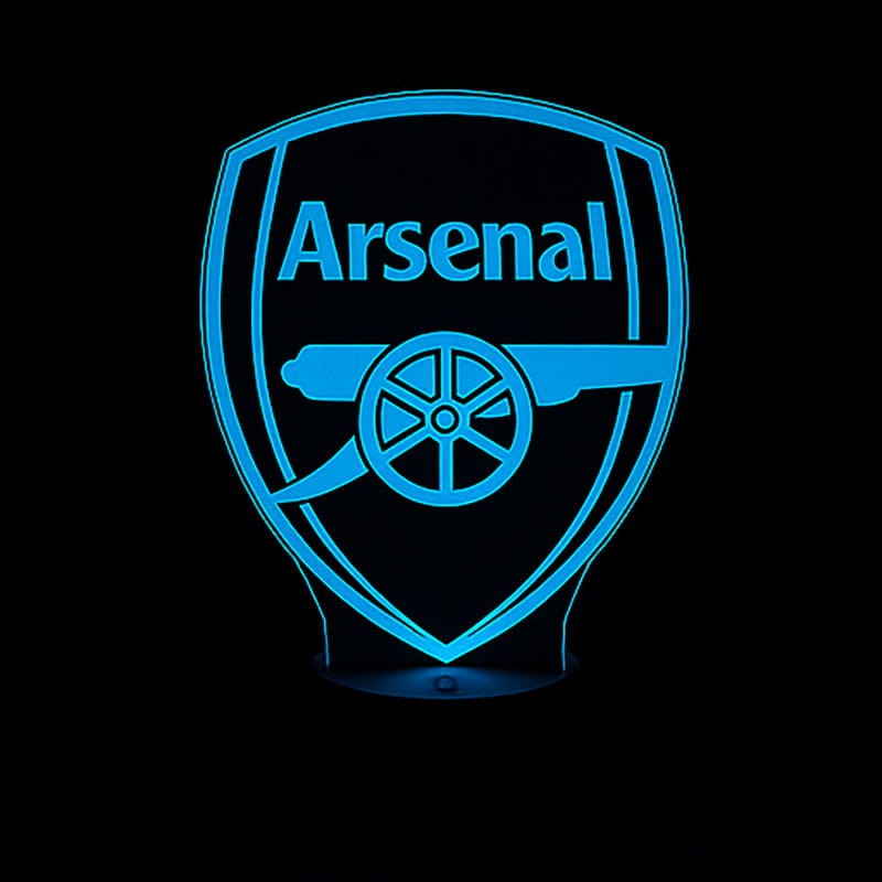 Lampa 3D LED Arsenal FC – piłka nożna z podświetleniem LED i czarną podstawą. Stylowa dekoracja dla kibica.