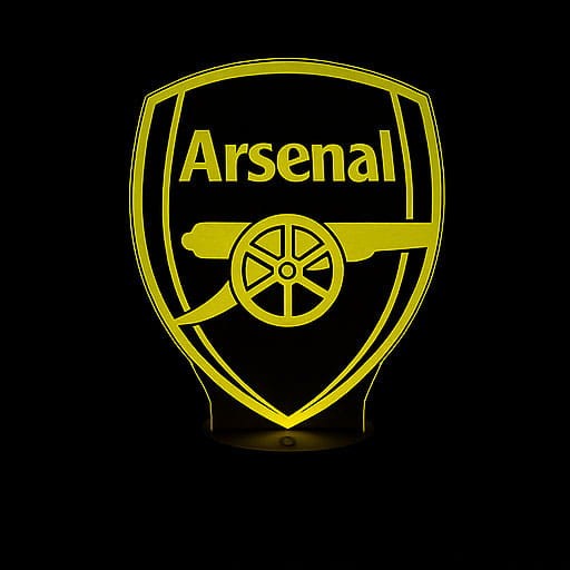 Lampka 3D Arsenal FC – piłka nożna z podświetleniem w 16 kolorach, pilot i elegancka czarna podstawa.