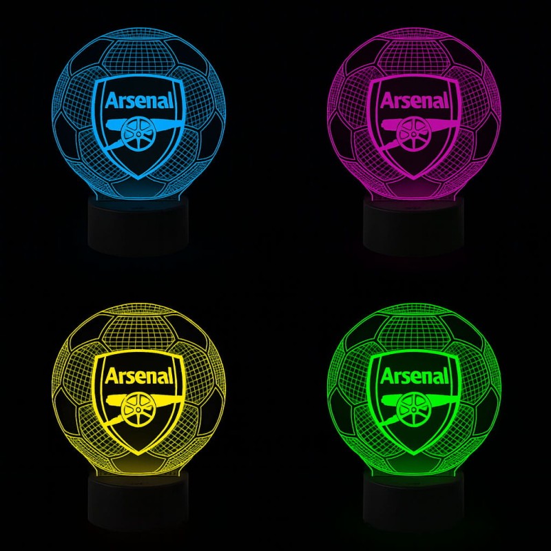 Nocna lampka 3D Arsenal FC – stylowa piłka LED USB z pilotem dla fanów czerwono-białych.