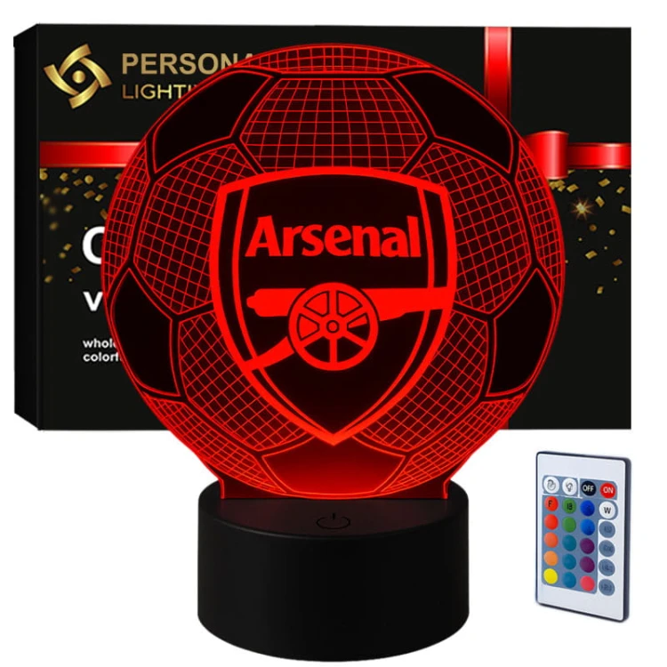 Lampka 3D Arsenal FC – piłka z efektem 3D, idealna do pokoju kibica i jako prezent dla fana piłki nożnej.