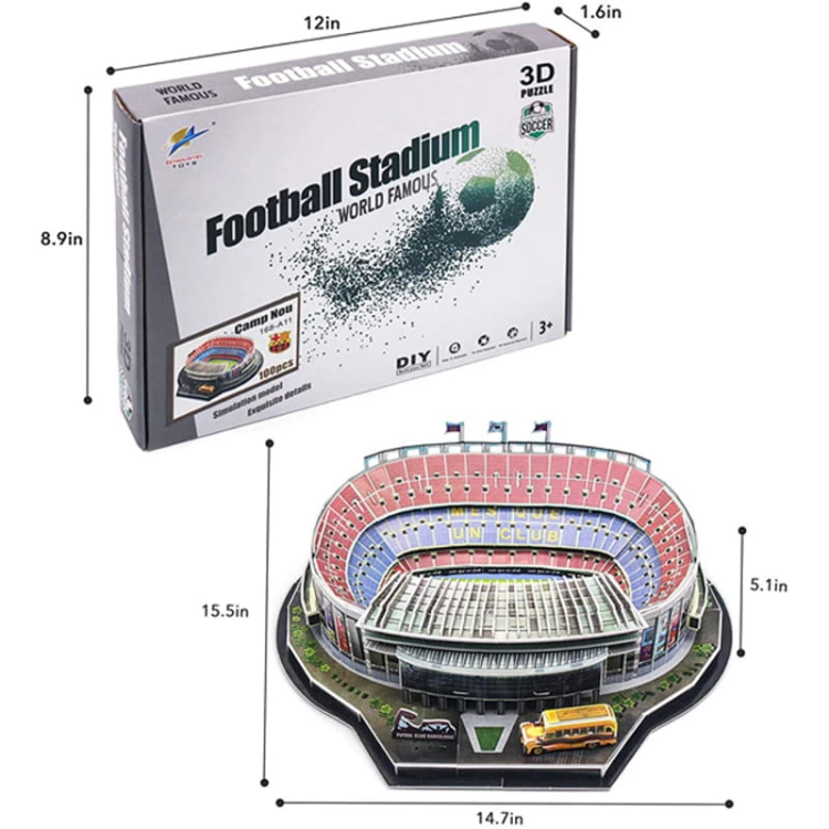 Puzzle konstrukcyjne 3D Barcelona. Camp Nou z 101 elementów, montaż bez kleju.