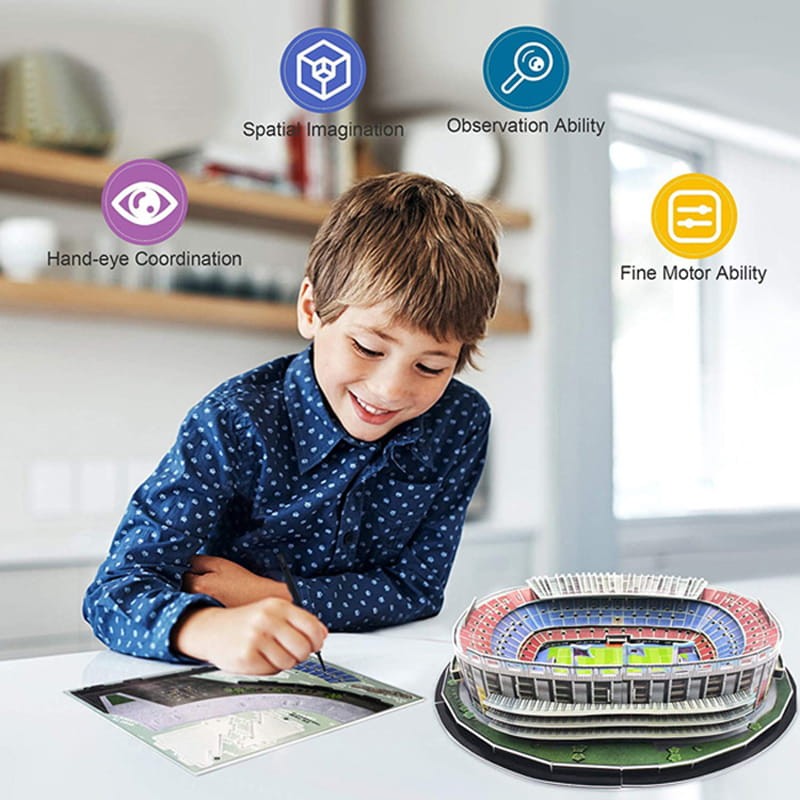 Puzzle stadion FC Barcelona 3D. 101 elementów i łatwy montaż bez narzędzi.