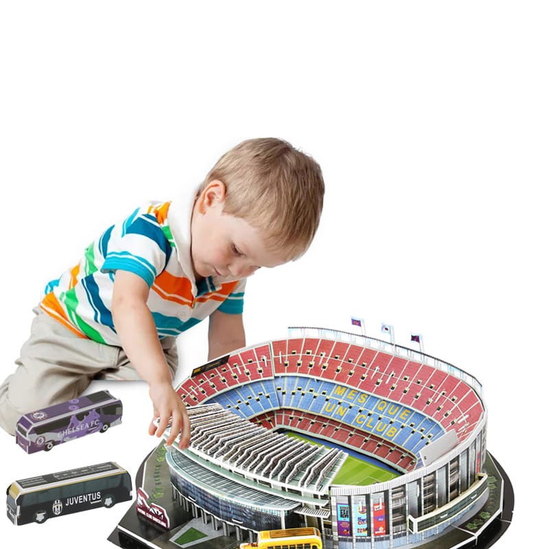 Stadion Camp Nou w puzzlach 3D. 101 części, efektowny model dla kolekcjonerów.