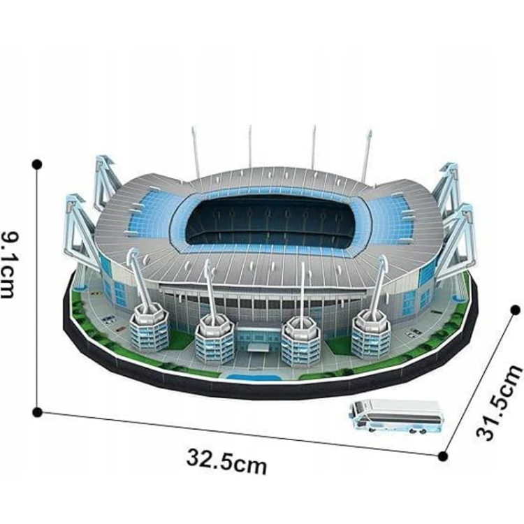 Stadion Manchester City w formie puzzli 3D, 118 części do złożenia makiety Etihad.