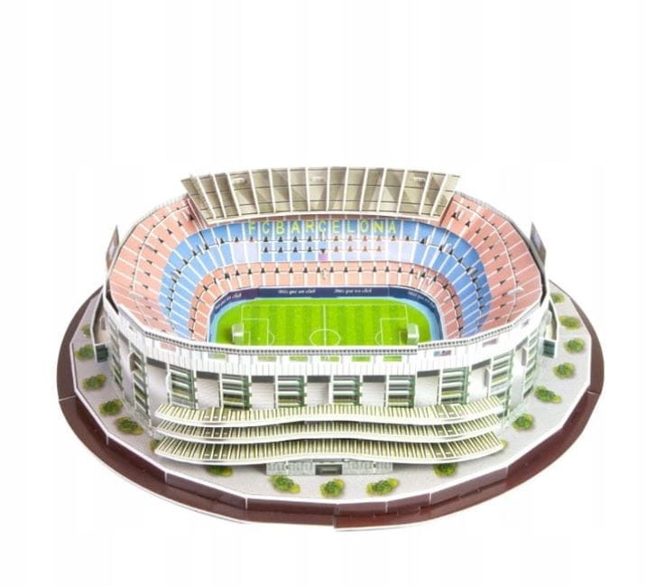 Miniatura stadionu Anfield 3D, prezentacja wymiarów i zawartości zestawu.