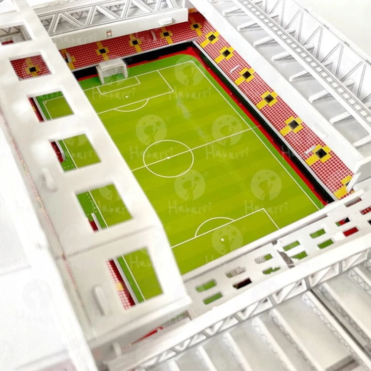 Realistyczna makieta Anfield 3D, 113 elementów. Idealna dla fanów Liverpoolu.