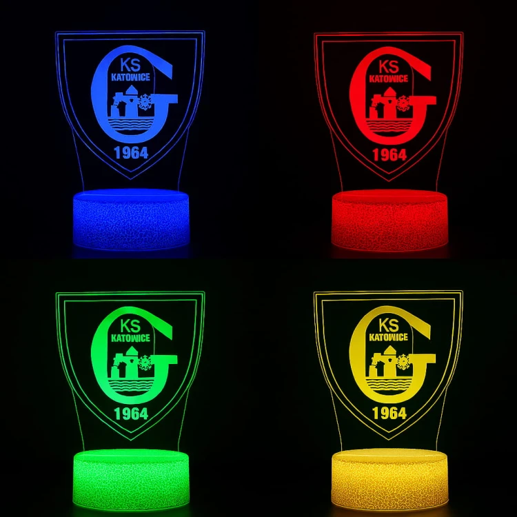 Lampka 3D LED GKS Katowice – klimatyczne oświetlenie do pokoju kibica i prezent dla miłośnika ligi polskiej.