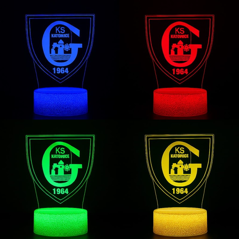 Lampka 3D LED GKS Katowice – klimatyczne oświetlenie do pokoju kibica i prezent dla miłośnika ligi polskiej.