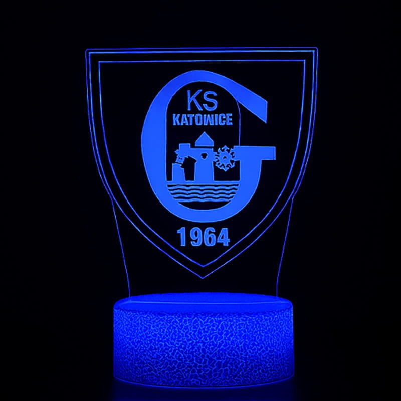 Lampka nocna 3D GKS Katowice – efektowna lampa LED dla kibica, doskonała do pokoju fana piłki nożnej.