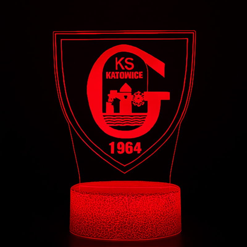 Piłkarska lampka 3D GKS Katowice – świetny prezent dla fana, idealna na biurko, półkę lub stolik nocny.