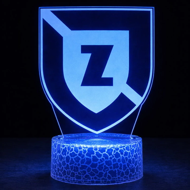 Efektowna lampka 3D Zawisza Bydgoszcz – LED USB, pilot, kolory, dekoracja na biurko.