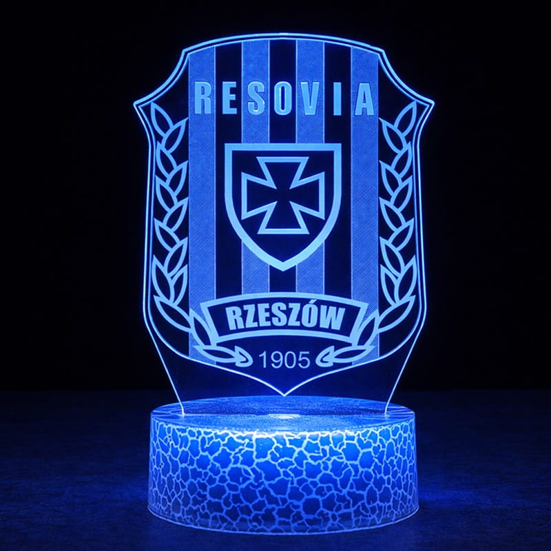 Lampka nocna 3D LED Resovia Rzeszów – motyw Resovii w efektownej lampce 3D