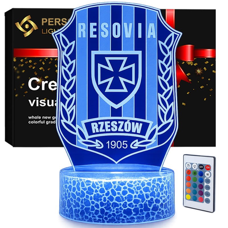 Lampka nocna 3D LED Resovia Rzeszów – motyw Resovii w efektownej lampce 3D
