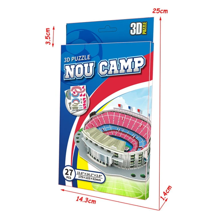 Mini stadion piłkarski Camp Nou – FC Barcelona, Puzzle 3D 27 elementów.