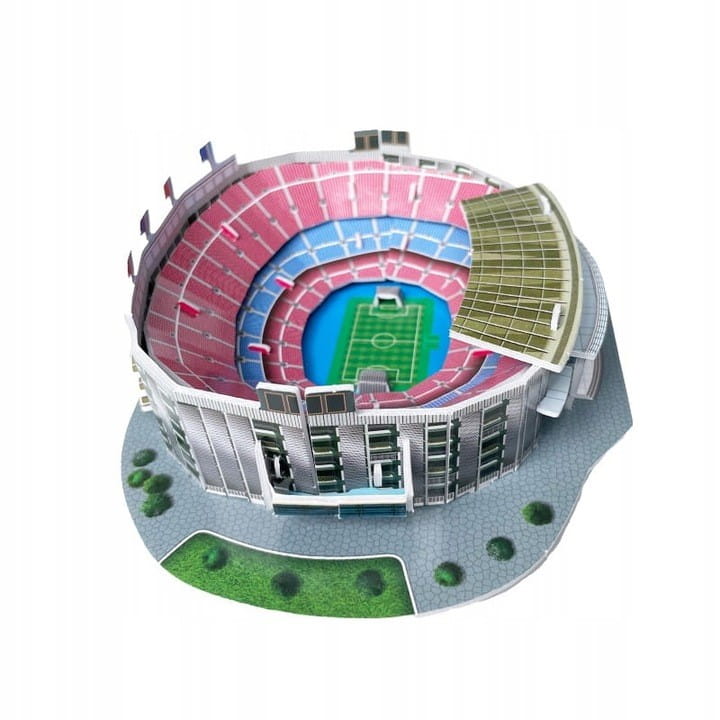 Stadion FC Barcelona Camp Nou – puzzle 3D 27 elementów, miniatura stadionu.