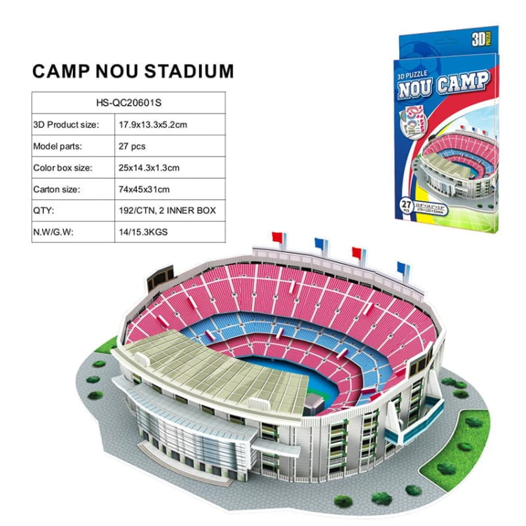 Puzzle 3D Camp Nou Barcelona – mini stadion 27 el, świetny prezent dla fana.