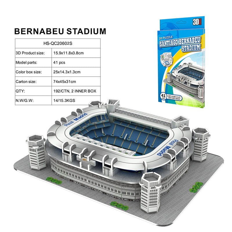 Puzzle 3D Santiago Bernabeu – FC Real Madryt, 41 el, idealne dla kibica.