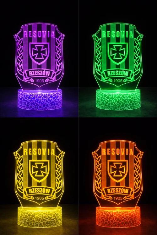 Lampka nocna 3D LED Resovia Rzeszów – motyw Resovii w efektownej lampce 3D
