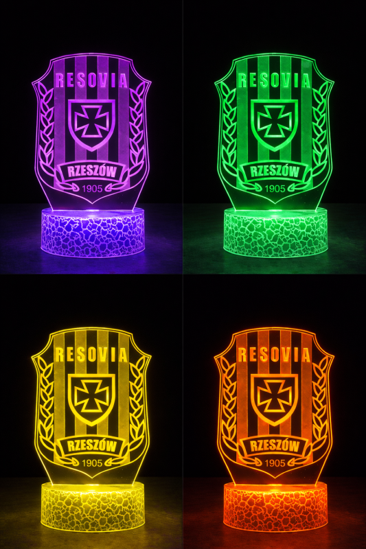Lampka nocna 3D LED Resovia Rzeszów – motyw Resovii w efektownej lampce 3D