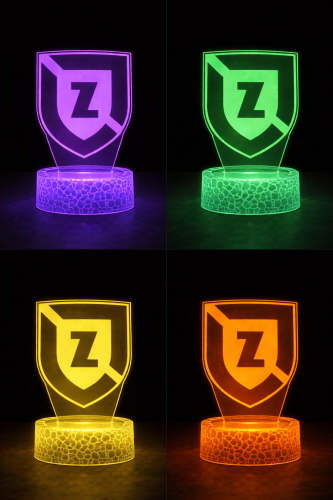 Lampka nocna LED 3D Zawisza Bydgoszcz – czarna podstawa, 16 kolorów, klimat kibica.