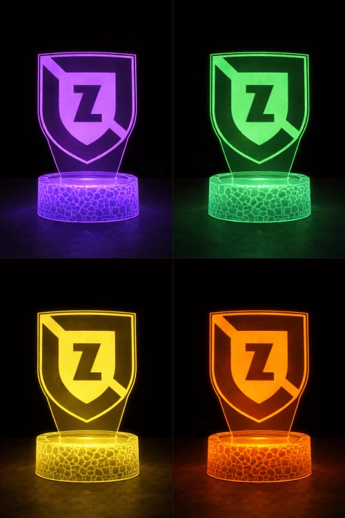 Lampka nocna LED 3D Zawisza Bydgoszcz – czarna podstawa, 16 kolorów, klimat kibica.
