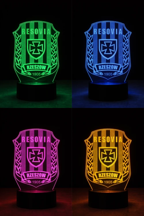 Lampka nocna 3D LED Resovia Rzeszów – motyw Resovii w efektownej lampce 3D
