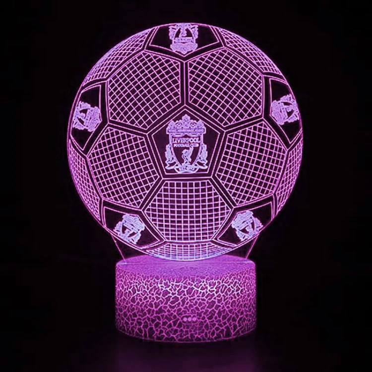 Stylowa lampka nocna 3D LED USB Liverpool Ball. Efekt 3D, pilot, 16 barw i przyjemne światło do sypialni lub na biurko.