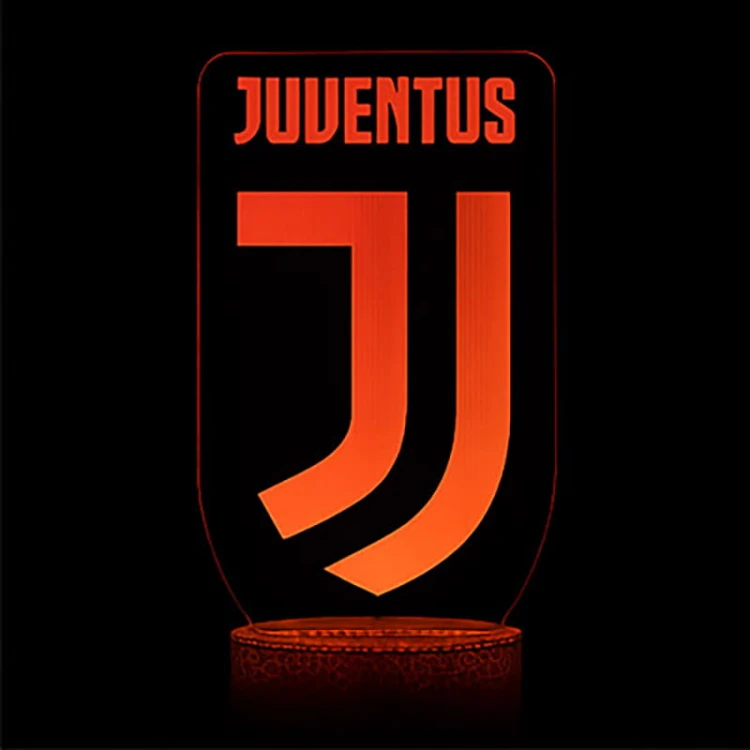 Lampka LED 3D USB Juventus – bezpieczna, energooszczędna, z pilotem i 16 kolorami. Super dekoracja dla fana piłki.