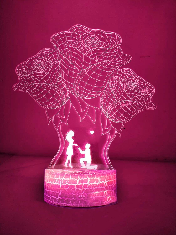 Lampka nocna 3D LOVE – klimat na Walentynki, sterowanie pilotem, USB.
