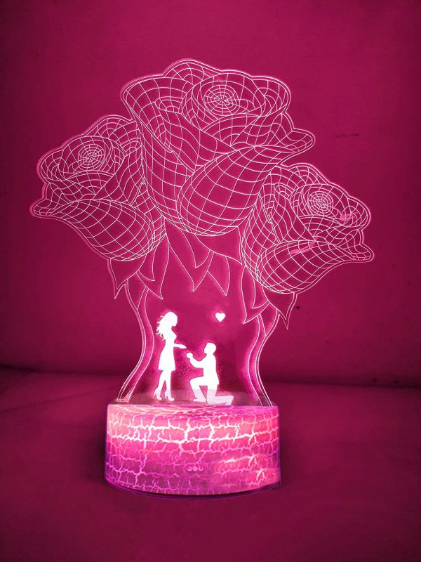 Lampka nocna 3D LOVE – klimat na Walentynki, sterowanie pilotem, USB.