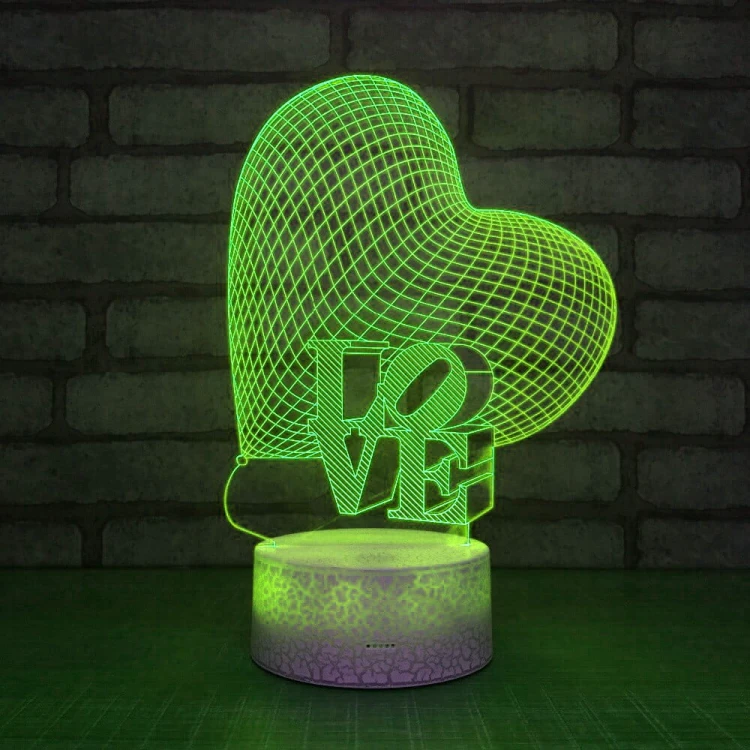 LOVE LED 3D – romantyczny prezent i dekoracja pokoju. Zasilanie USB.