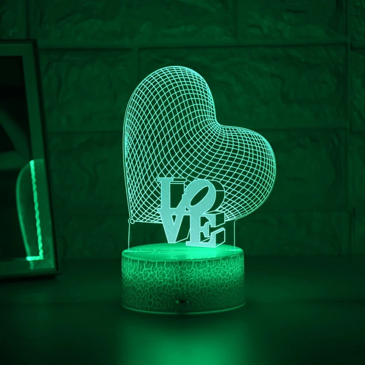 Lampka nocna 3D LOVE – efekt 3D i nastrojowe światło. Tylko USB.