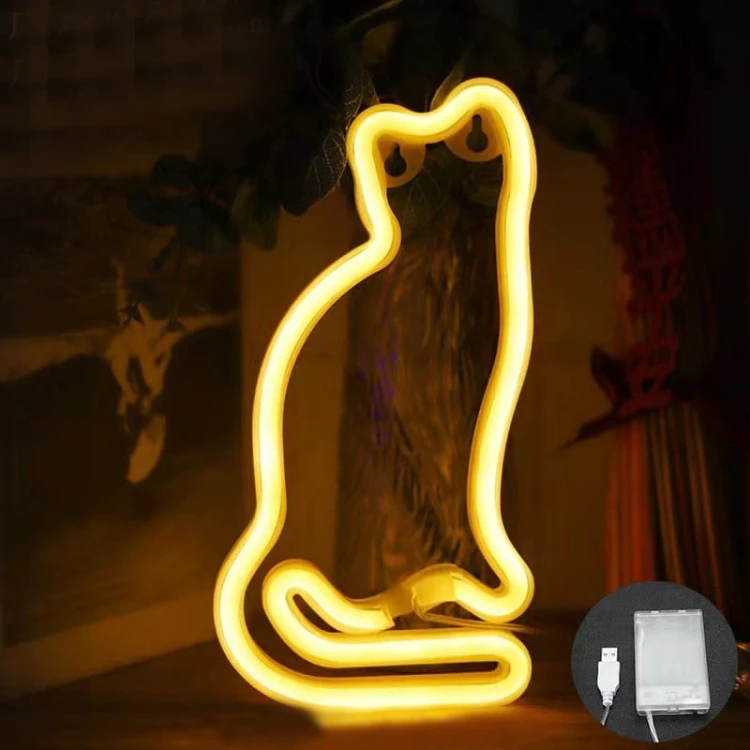 Lampka Nocna 3D LED NEON Cat Kot USB