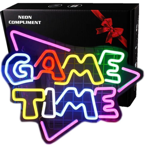 Duży Neon Led Usb Lampka Na Ścianę Napis Do Pokoju Game Time
