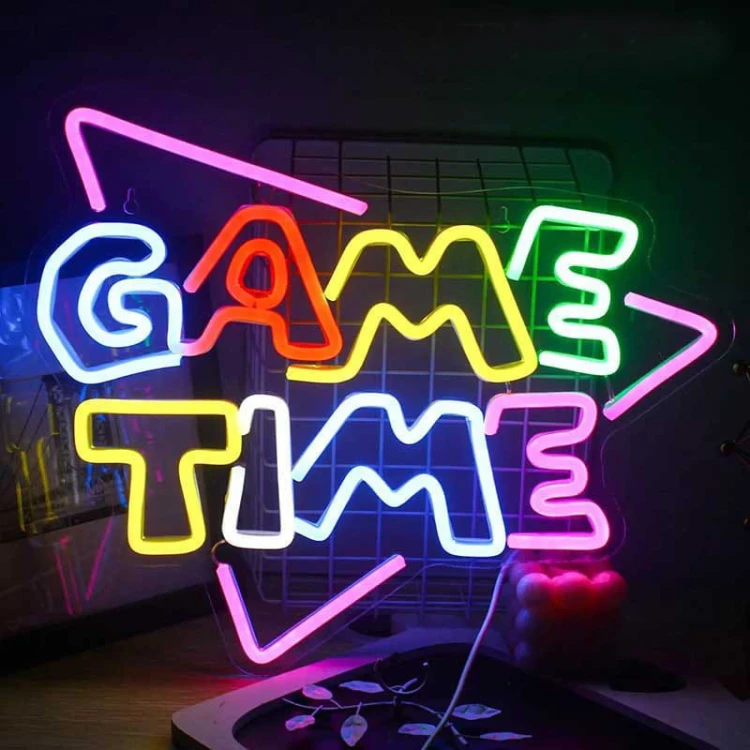 Duży Neon Led Usb Lampka Na Ścianę Napis Do Pokoju Game Time