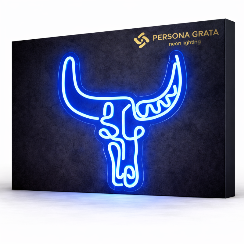 Duży neon Led USB Lampka na ścianę Napis do pokoju Byk